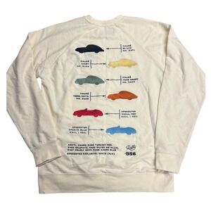 Rally 356 Porsche Embroidered Sweatshirt Mens Medium Lightweight Cream Ivory